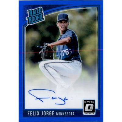 2018 Donruss Optic Rated Rookies Signatures Blue #RRSFJ Felix Jorge/75