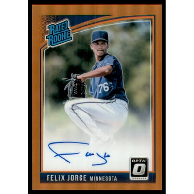 2018 Donruss Optic Rated Rookies Signatures Orange #RRSFJ Felix Jorge/99