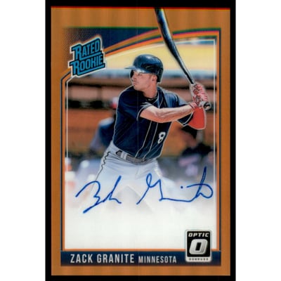 2018 Donruss Optic Rated Rookies Signatures Orange #RRSZG Zack Granite/99