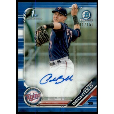 2019 Bowman Chrome Prospect Autographs Blue Refractors #CPAABE Andrew Bechtold
