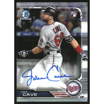2019 Bowman Chrome Rookie Autographs Refractors #CRAJC Jake Cave