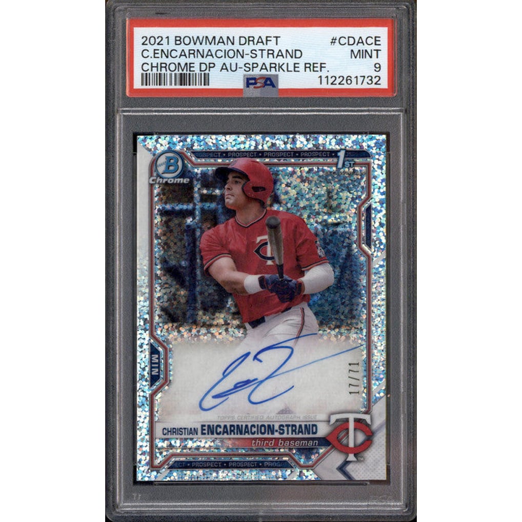 2021 Bowman Chrome Draft Auto Sparkle Christian Encarnacion-Strand /71 PSA 9
