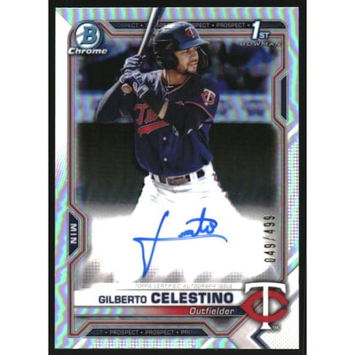 2021 Bowman Chrome Prospect Autographs Refractors #CPAGC Gilberto Celestino