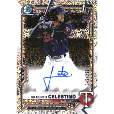 2021 Bowman Chrome Prospect Autographs Speckle Refractors #CPAGC Gilberto Celestino