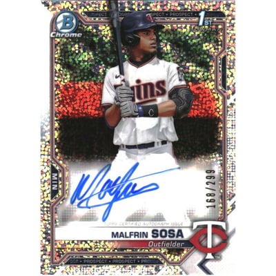 2021 Bowman Chrome Prospect Autographs Speckle Refractors #CPAMS Malfrin Sosa