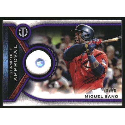 2021 Topps Tribute Stamp of Approval Relics Purple #SOAMSA Miguel Sano