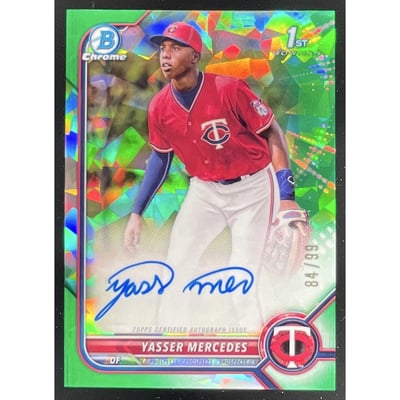 2022 Bowman Chrome Prospect Green Atomic #CPA-YMS Yasser Mercedes RC Auto /99
