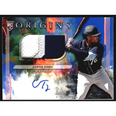 2022 Panini Chronicles Origins Rookie Jumbo Material Autographs Blue #20 Curtis Terry/25