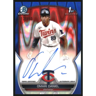 2023 Bowman Chrome Prospect Autographs Blue RayWave Refractors #CPAOD Omari Daniel