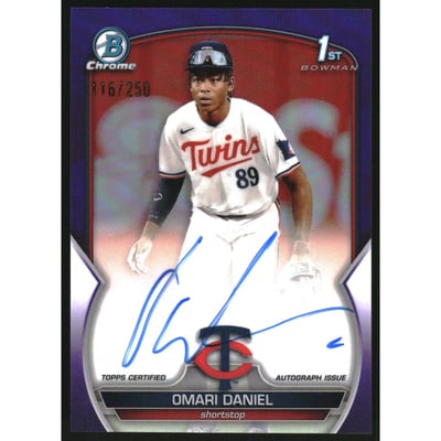 2023 Bowman Chrome Prospect Autographs Purple Refractors #CPAOD Omari Daniel
