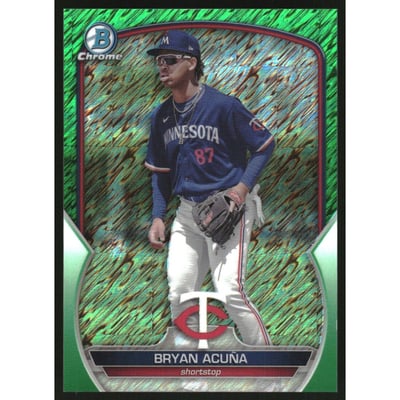 2023 Bowman Chrome Prospects Green Shimmer Refractors #BCP193 Bryan Acuna