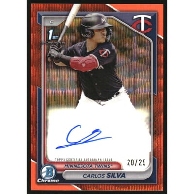 2024 Bowman Chrome Prospect Autographs Orange Wave Refractors #CPACSI Carlos Silva