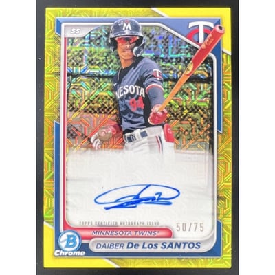 2024 Bowman Chrome Prospect Mega Box Yellow Mojo Daiber De Los Santos Auto /75