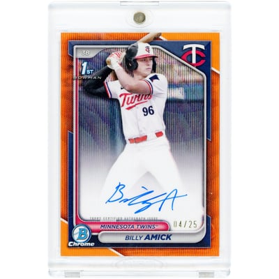 Billy Amick Minnesota Twins Autographed 2024 Bowman Chrome Orange Ray Wave Refractor #CPA-BA #4/25 Card