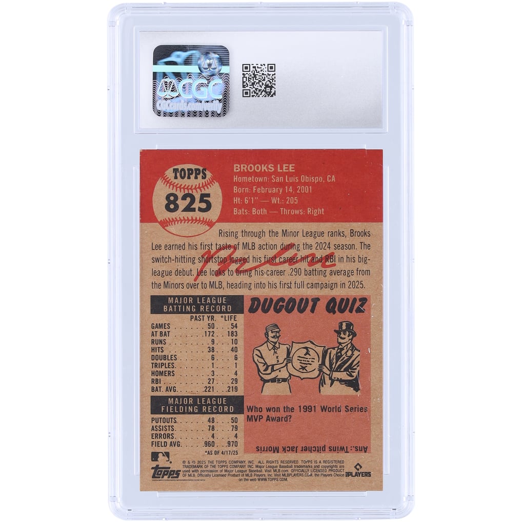 Brooks Lee Minnesota Twins 2025 Topps Living Set #825 CGC 