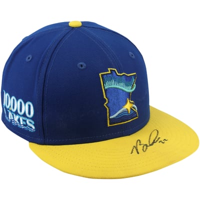 Brooks Lee Minnesota Twins Autographed Fanatics Authentic Game-Used Blue/Yellow City Connect Cap from the 2024 MLB Season