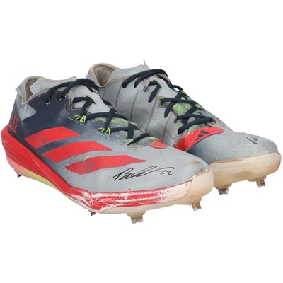 Brooks Lee Minnesota Twins Autographed Fanatics Authentic Game-Used Gray/Red adidas Cleats from the 2024 MLB Season