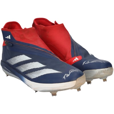 Brooks Lee Minnesota Twins Autographed Fanatics Authentic Game-Used Navy/Red adidas Cleats from the 2024 MLB Season