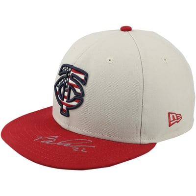 Brooks Lee Minnesota Twins Autographed Fanatics Authentic Game-Used Tan Cap from the 2024 MLB Season