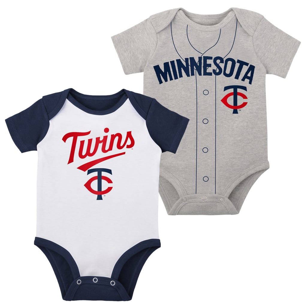 Minnesota Twins Infant Two-Pack Little Slugger Bodysuit Set - White/Heather Gray