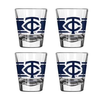 Minnesota Twins Logo Brands Four-Piece Stripe Shot Glass Set