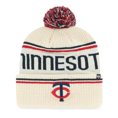 Minnesota Twins '47 Quattrle Cuffed Knit Hat with Pom - Natural
