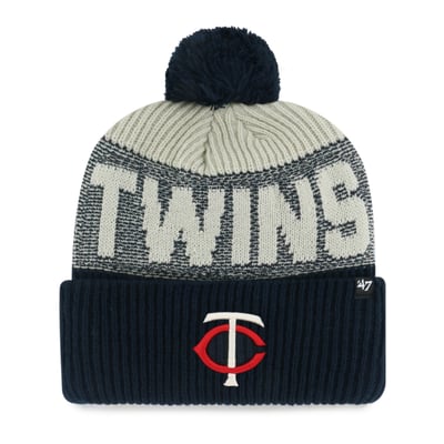 Minnesota Twins '47 Bone Chill Cuffed Knit Hat with Pom - Navy