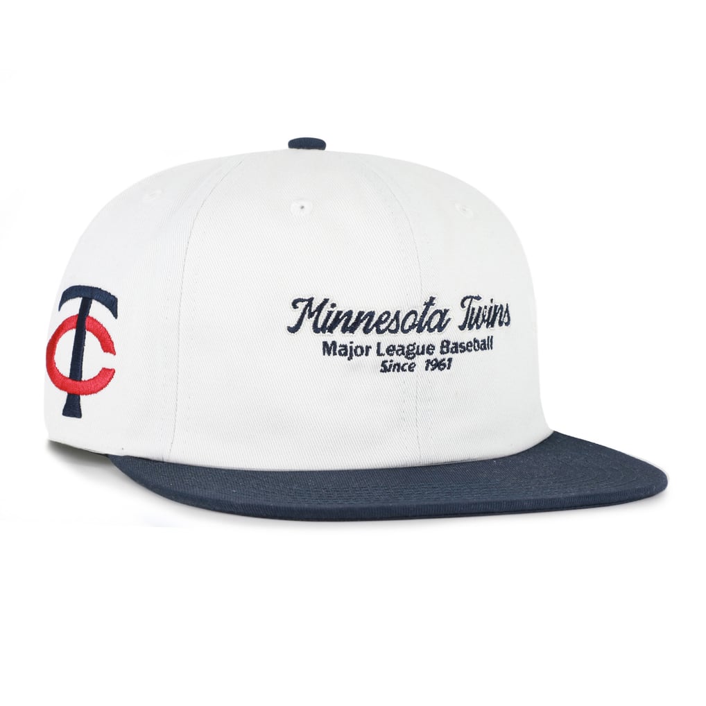 Minnesota Twins '47 Script Stack Relaxed Captain Snapback - White/Navy