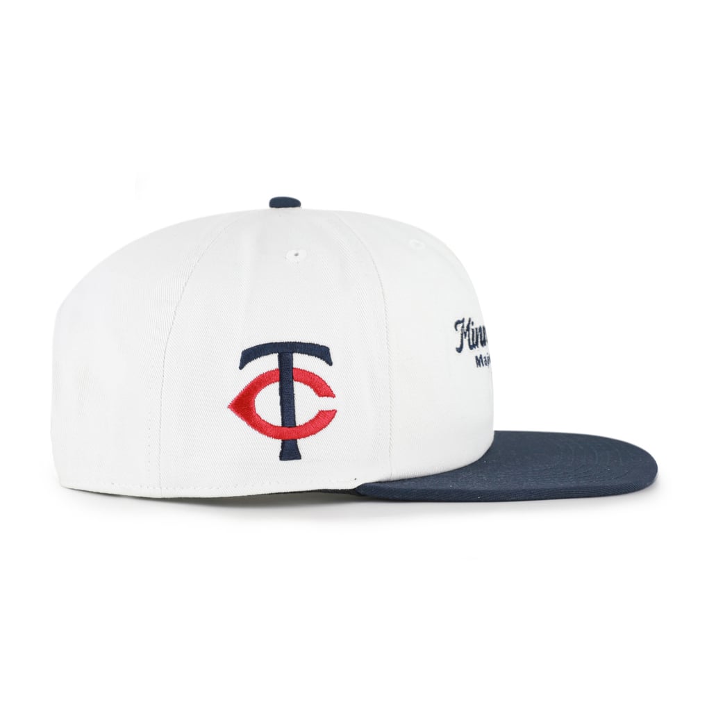 Minnesota Twins '47 Script Stack Relaxed Captain Snapback - White/Navy