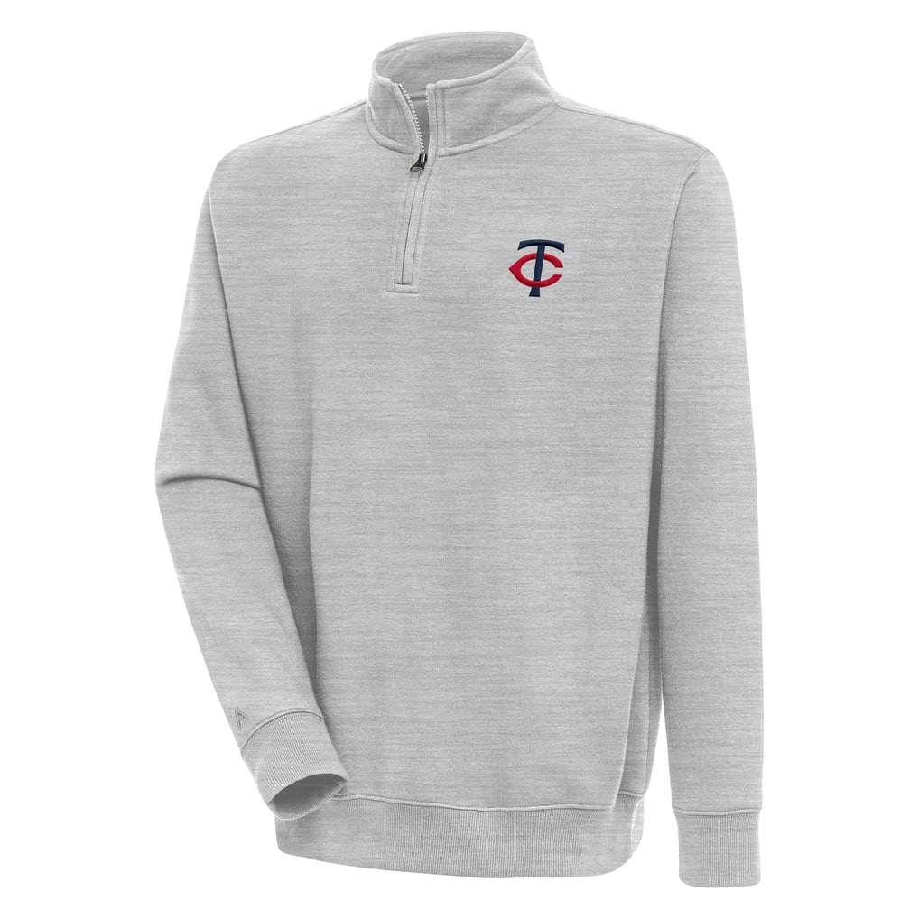  Minnesota Twins Antigua Victory Quarter-Zip Pullover Top - Heather Gray