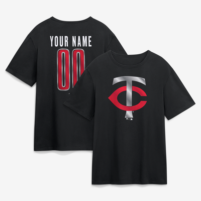 Minnesota Twins Big & Tall Forged Mascot Personalized Name & Number T-Shirt - Black