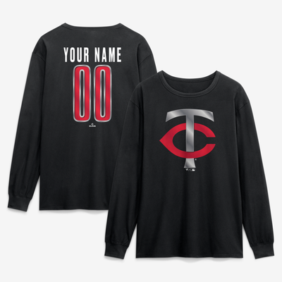 Minnesota Twins  Forged Mascot Personalized Name & Number Long Sleeve T-Shirt - Black