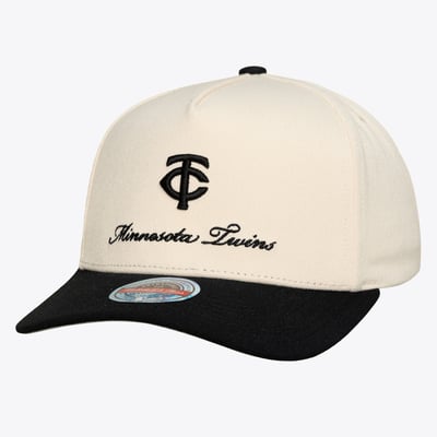  Minnesota Twins Mitchell & Ness Flawless Stretch-Snap Hat - Cream/Black