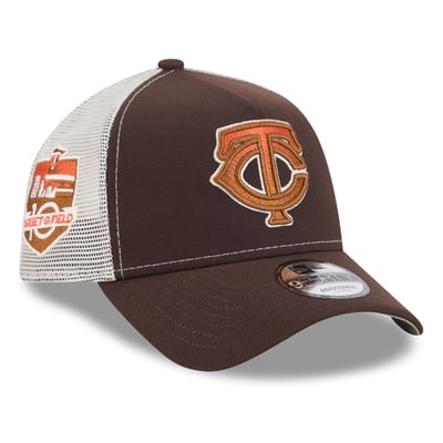 Minnesota Twins New Era Pumpkin Spice 9FORTY A-Frame Adjustable Trucker Hat - Brown