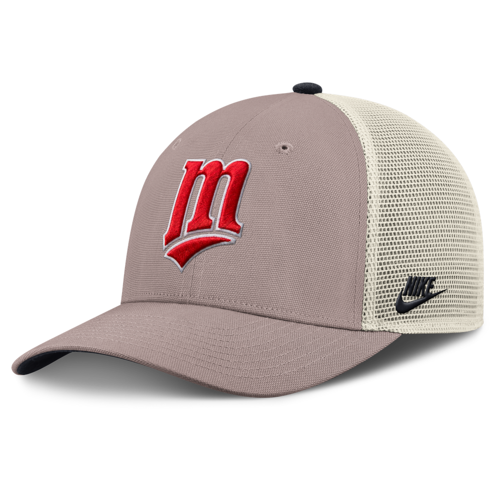 Minnesota Twins Nike Rise Adjustable Trucker Hat - Khaki
