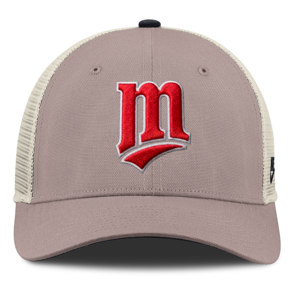Minnesota Twins Nike Rise Adjustable Trucker Hat - Khaki