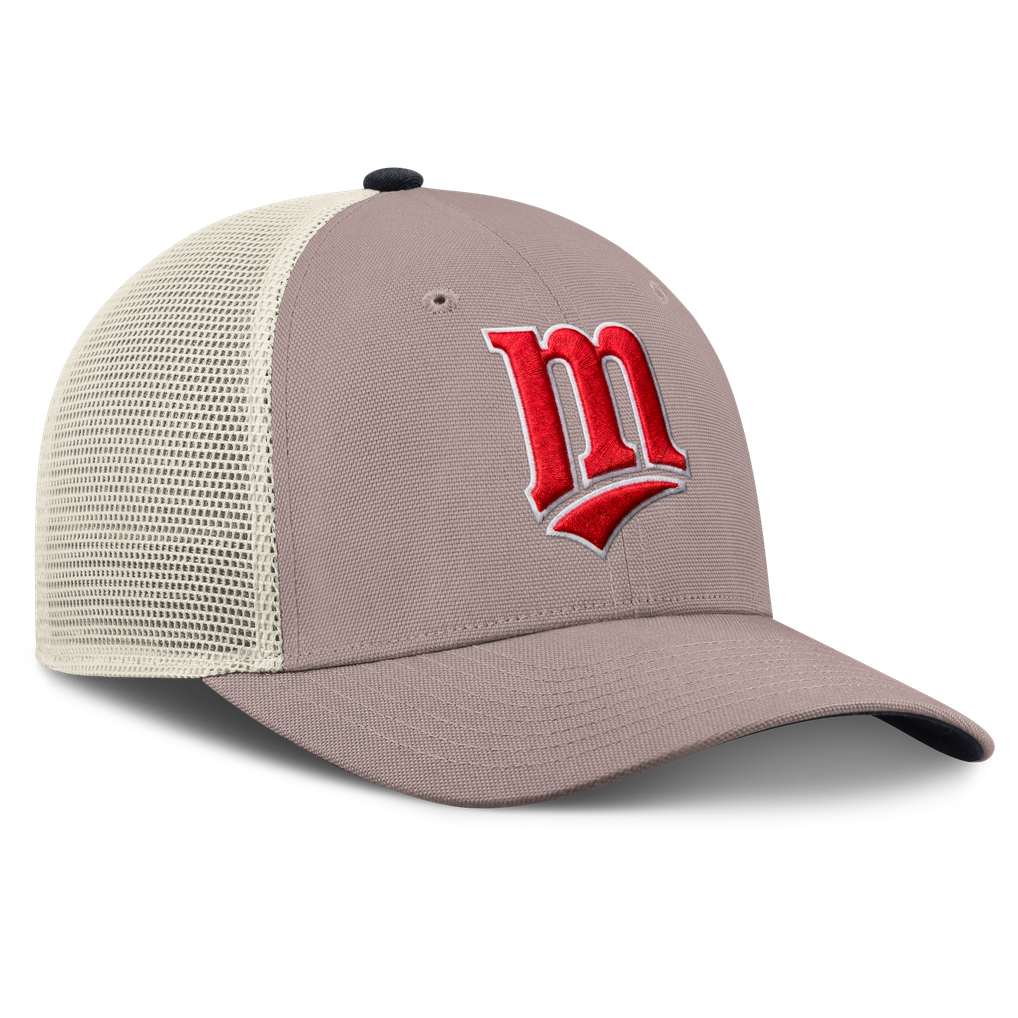 Minnesota Twins Nike Rise Adjustable Trucker Hat - Khaki
