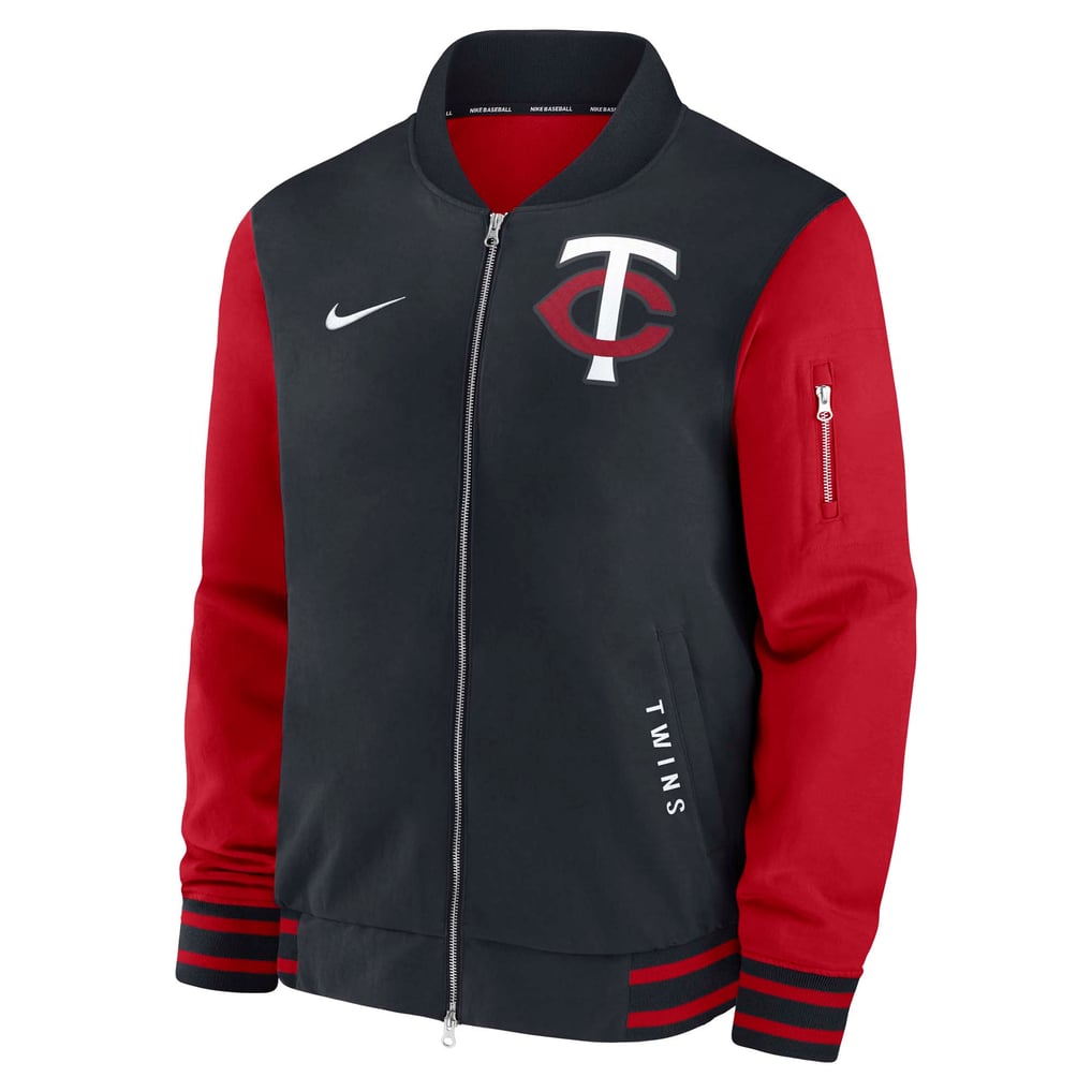Minnesota Twins Nike Authentic Collection Dugout Relaxed Full-Zip Bomber Jacket - Navy/Red