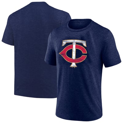 Minnesota Twins Profile Big & Tall Weathered Logo T-Shirt - Heather Navy
