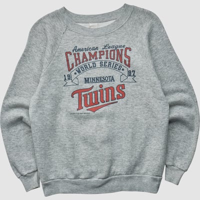 Minnesota Twins 1987 Pullover Sweatshirt - Heather Gray - XXS by Fanatics Real Vintage