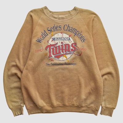 Minnesota Twins Fruit of the Loom 1991 Pullover Sweatshirt - Clay - M by Fanatics Real Vintage