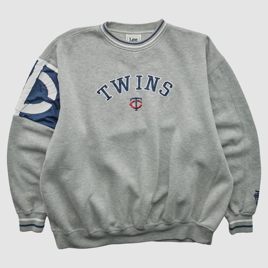 Minnesota Twins Lee Apparel 2000s Pullover Sweatshirt - Heather Gray - 2XL by Fanatics Real Vintage