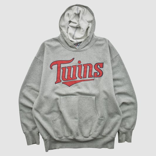 Minnesota Twins Majestic 2000s Hooded Pullover Sweatshirt - Heather Gray - XL by Fanatics Real Vintage