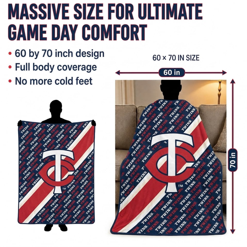 Minnesota Twins Pegasus 60" x 70" Diagonal Lined Wordmark Ultra Soft Blanket