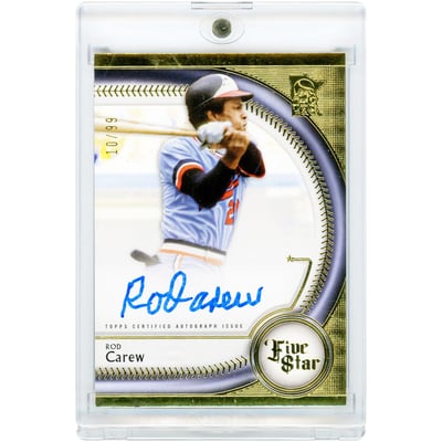 Rod Carew Minnesota Twins Autographed 2024 Topps Five Star #FSA-RCA #10/99 Card
