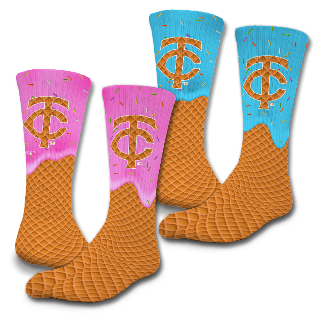 Minnesota Twins ISlide Unisex Ice Cream Drip 2-Pack Lifestyle Crew Socks Set