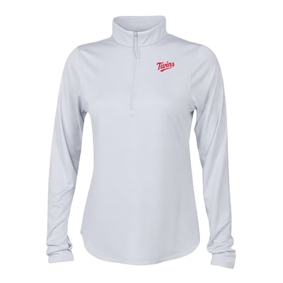 Minnesota Twins Columbia Women's Fairway Breeze Quarter-Zip Pullover - White