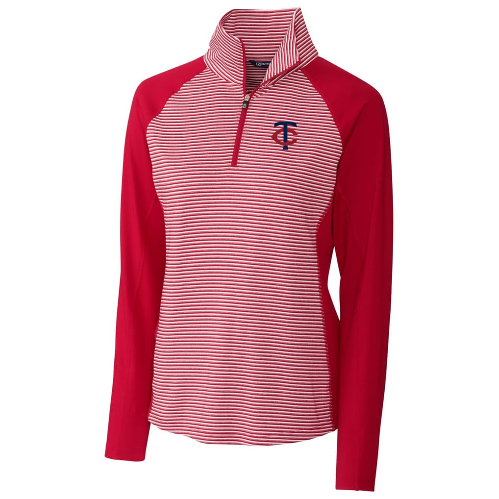 Minnesota Twins Cutter & Buck Women's DryTec Forge Tonal Stripe Stretch Half-Zip Top - Red