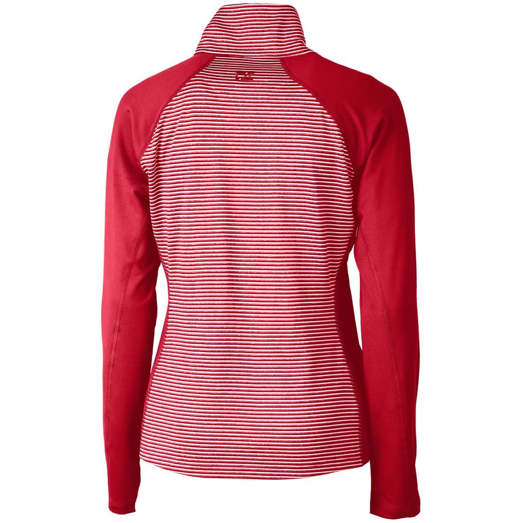 Minnesota Twins Cutter & Buck Women's DryTec Forge Tonal Stripe Stretch Half-Zip Top - Red