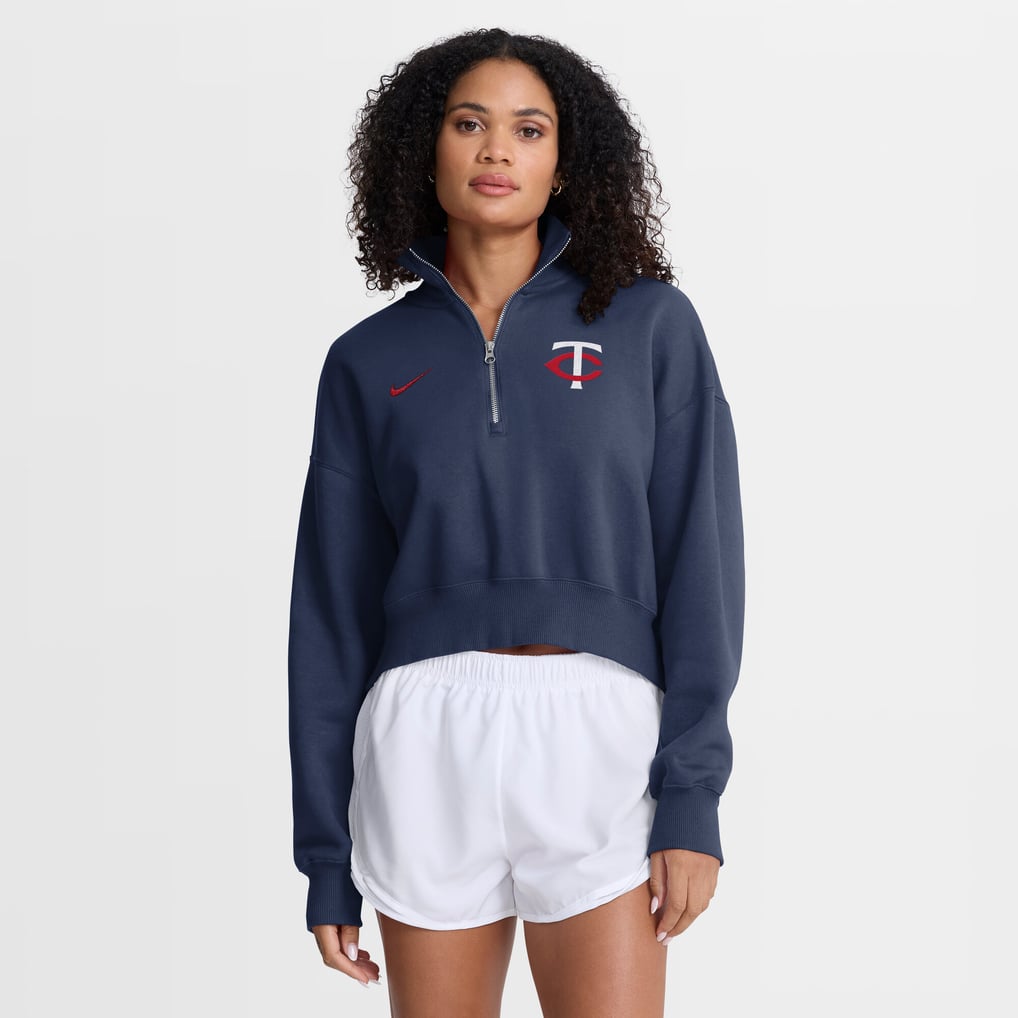 Minnesota Twins Nike Women's Primetime Phoenix Fleece Half-Zip Sweatshirt - Navy